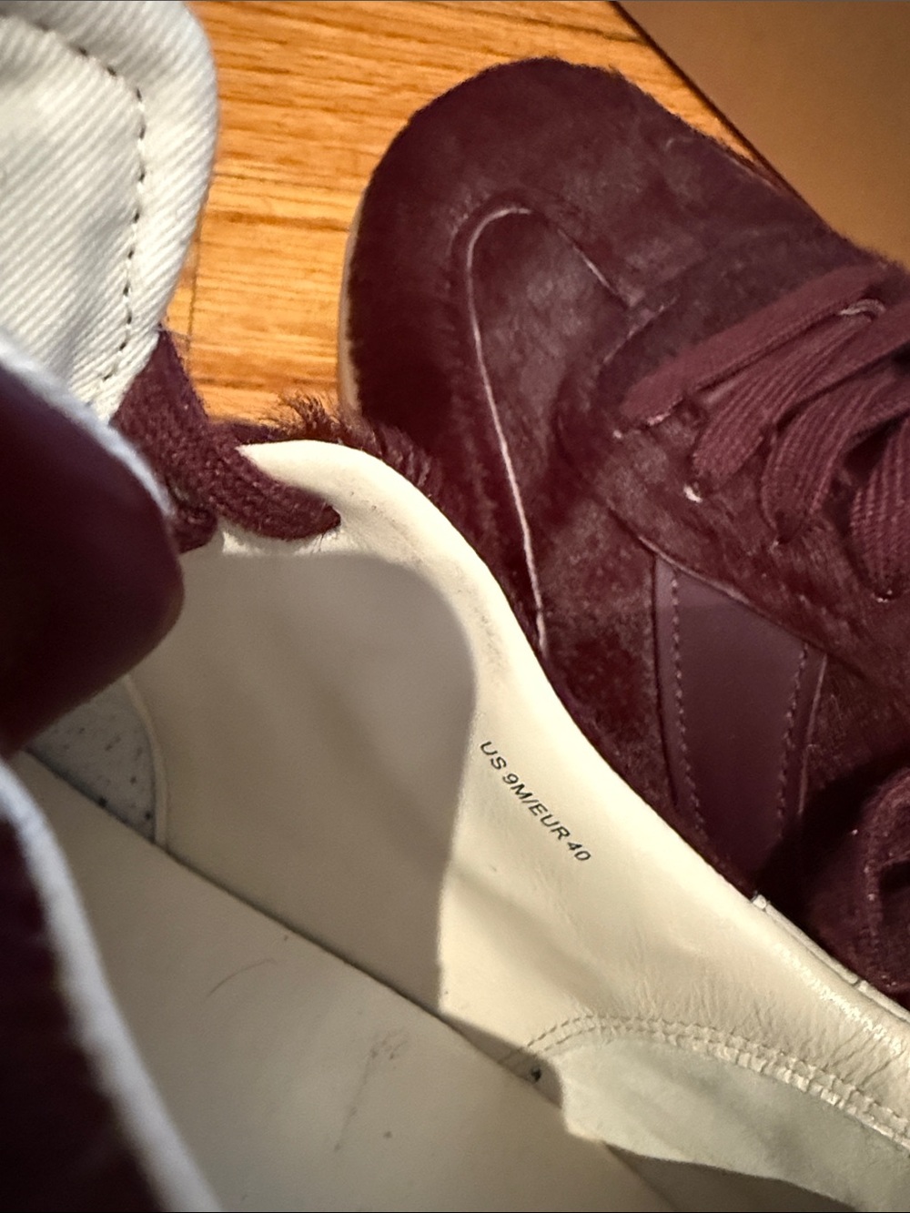 Vince Pony Hair Low-Top Sneakers, size 9, maroon - Picture 6 of 9